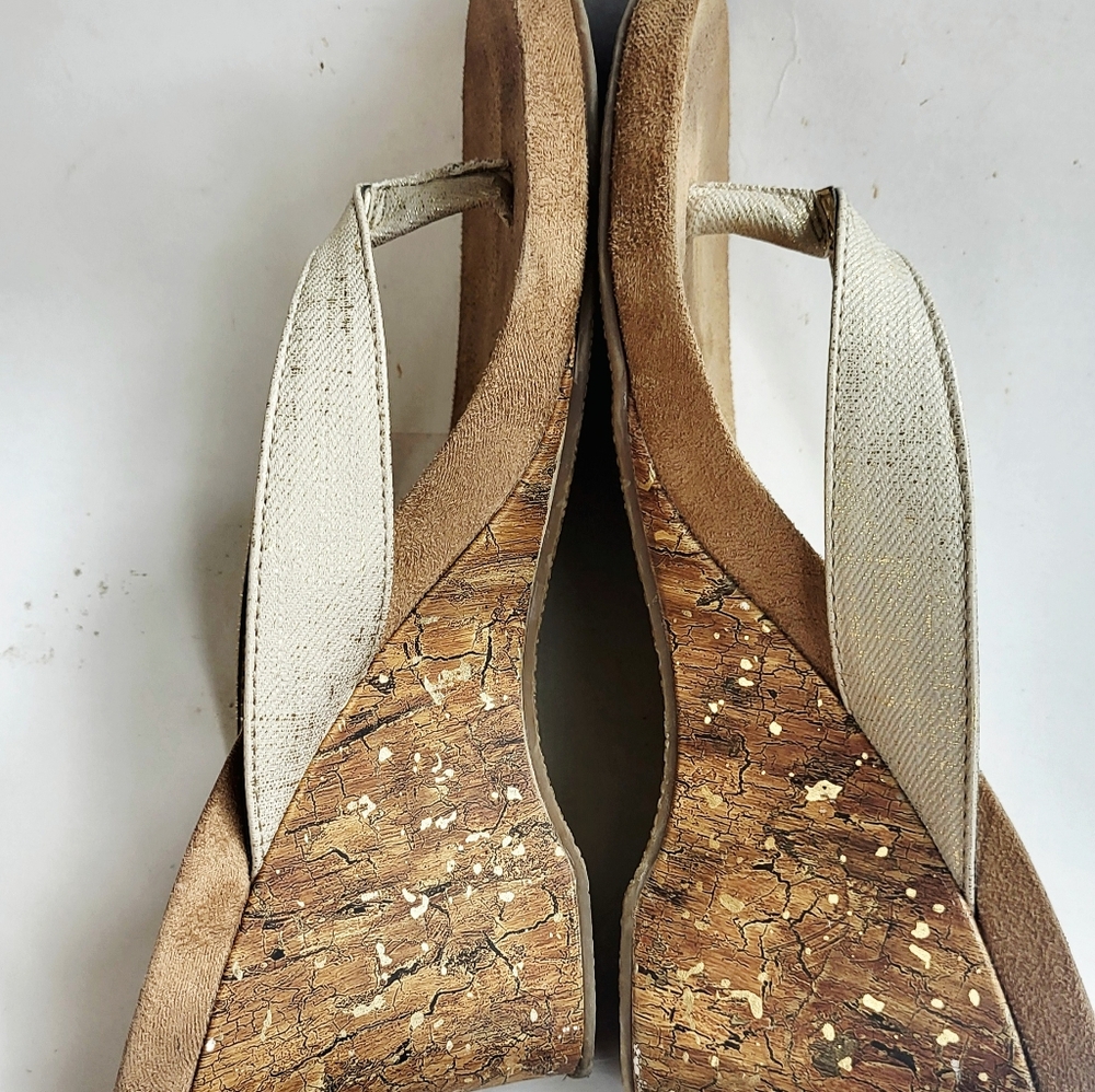 Style & Co Chicklet Natural Sparkle Thong Wedge Sandals - Picture 4 of 9